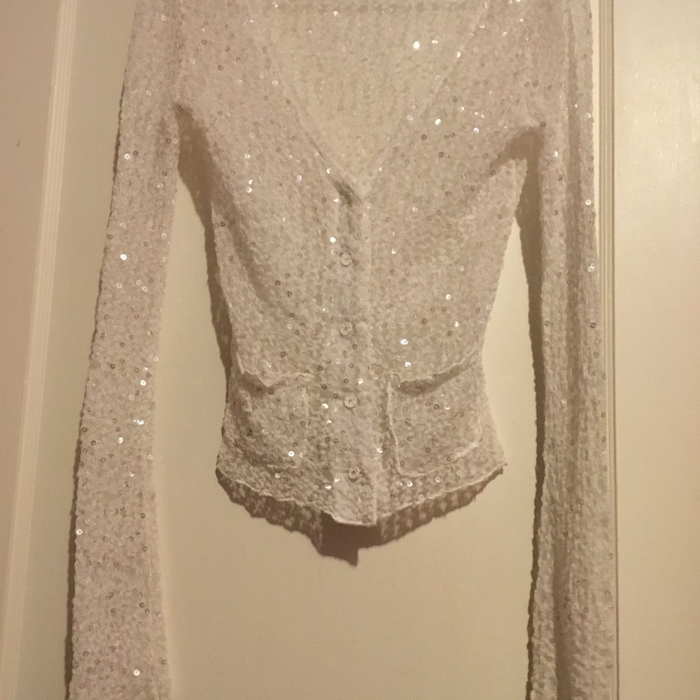 Ann Ferriday white see through cardigan
